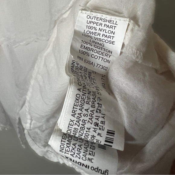 Zara Women’s Cream Sleeveless Ruffle Floral Embroidered Dress Size Medium - Picture 9 of 13